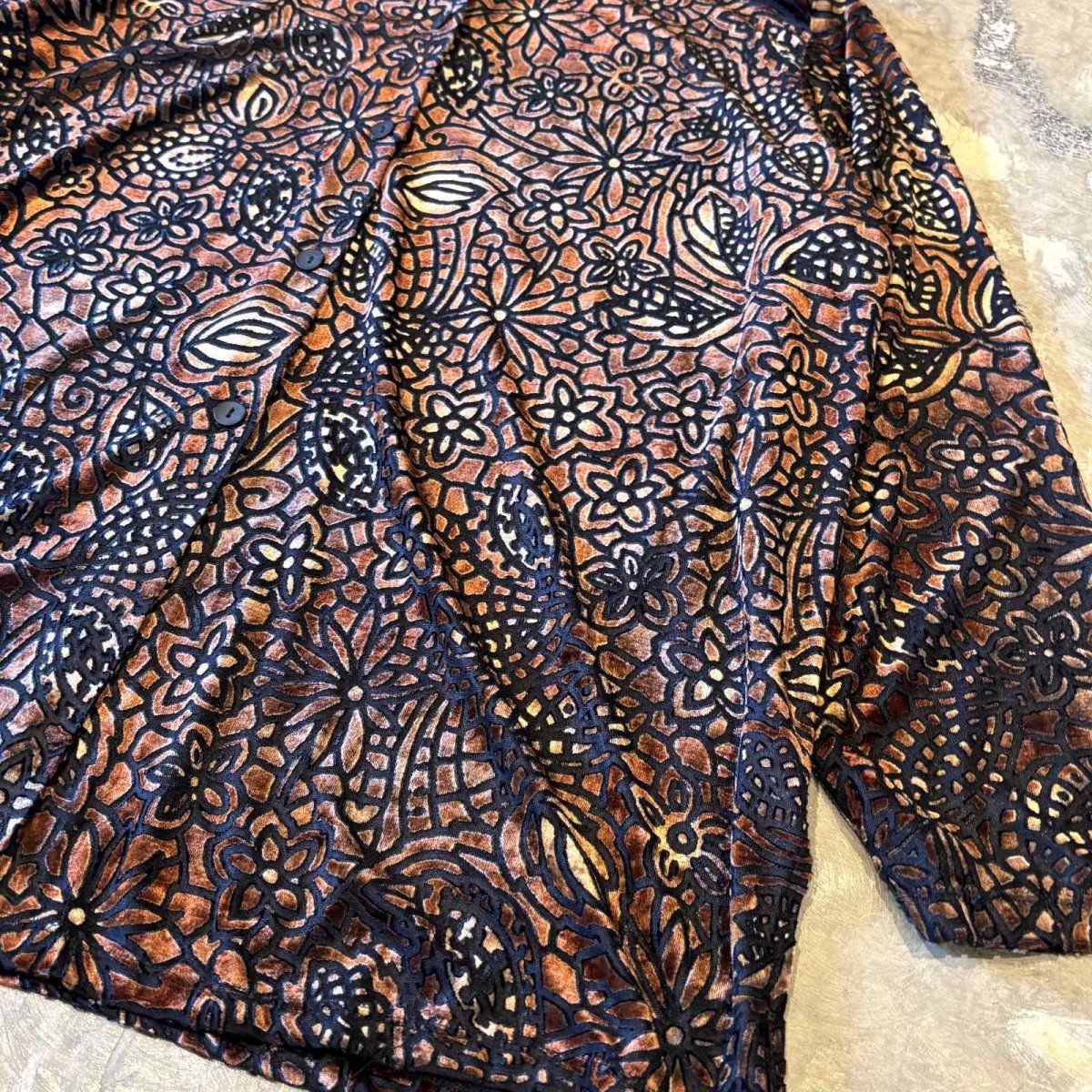 画像6: VELOUR×SHEER ART PATTERN BAND COLLAR L/S SHIRT / Mens L (6)
