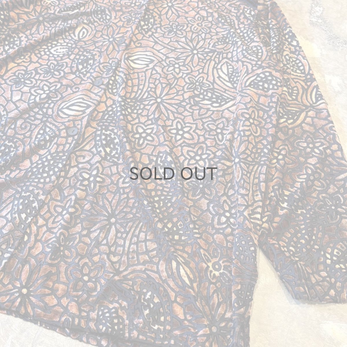 画像6: VELOUR×SHEER ART PATTERN BAND COLLAR L/S SHIRT / Mens L (6)