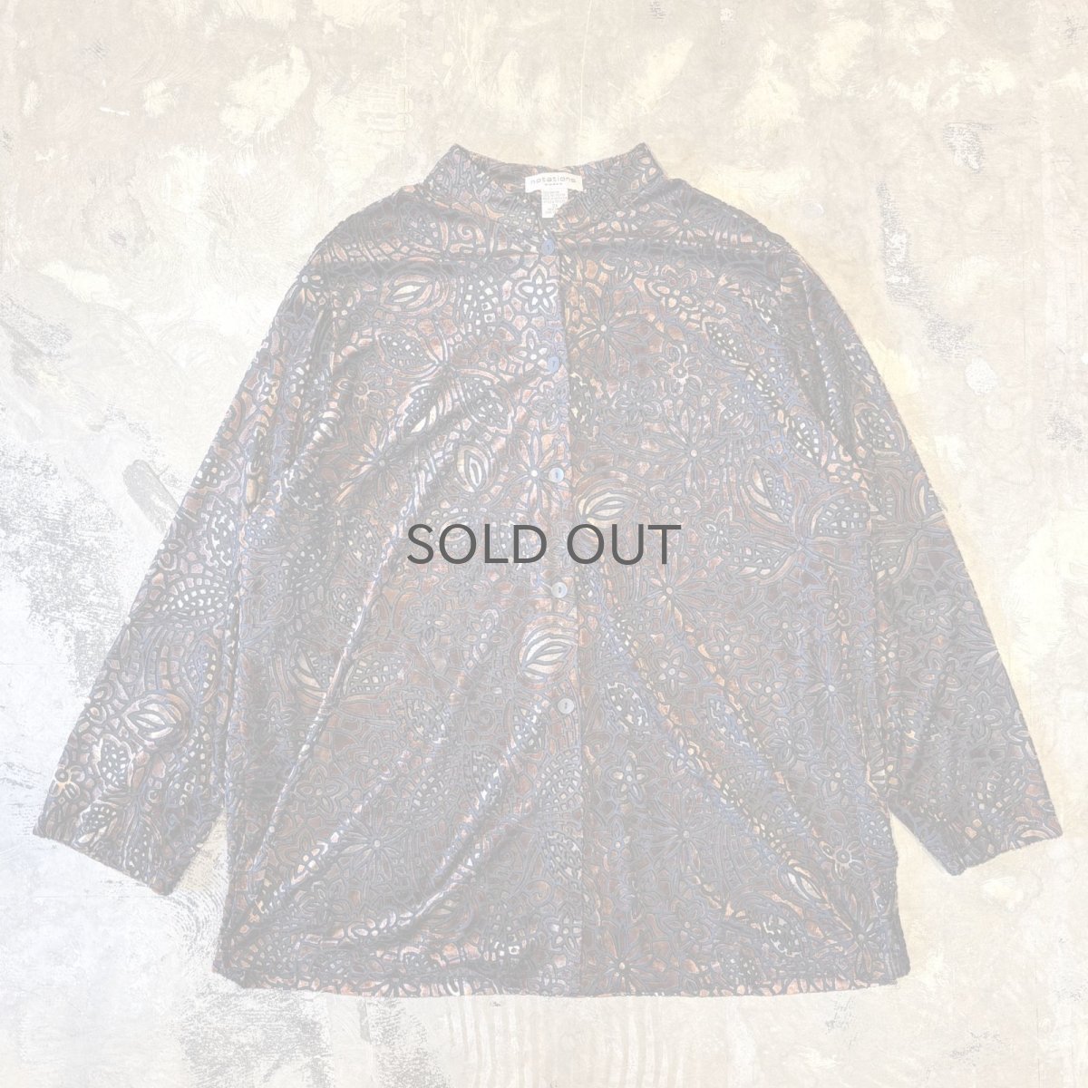 画像1: VELOUR×SHEER ART PATTERN BAND COLLAR L/S SHIRT / Mens L (1)