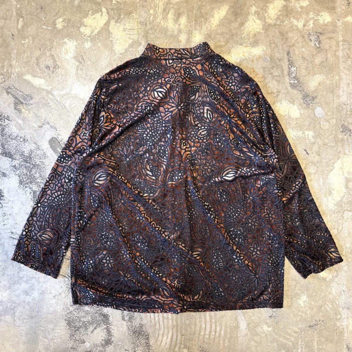 画像2: VELOUR×SHEER ART PATTERN BAND COLLAR L/S SHIRT / Mens L (2)