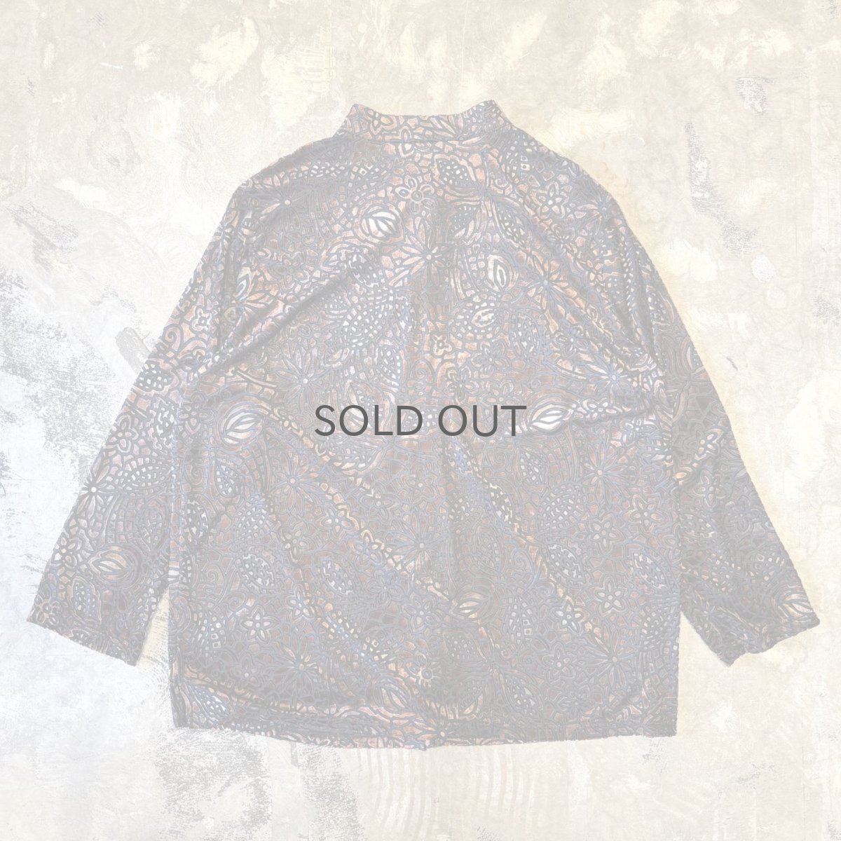 画像2: VELOUR×SHEER ART PATTERN BAND COLLAR L/S SHIRT / Mens L (2)