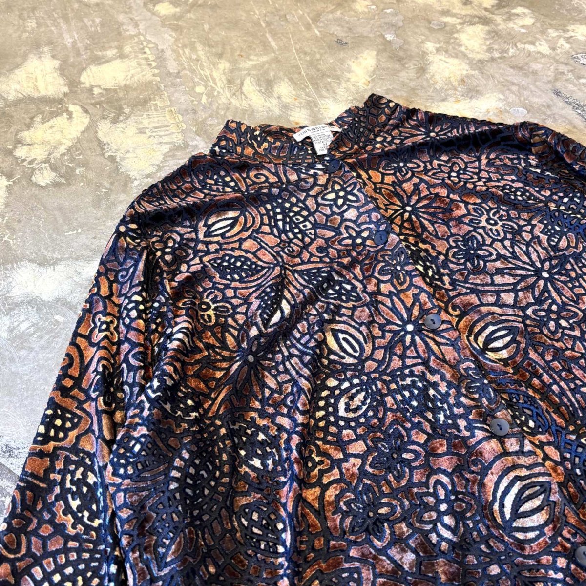画像3: VELOUR×SHEER ART PATTERN BAND COLLAR L/S SHIRT / Mens L (3)