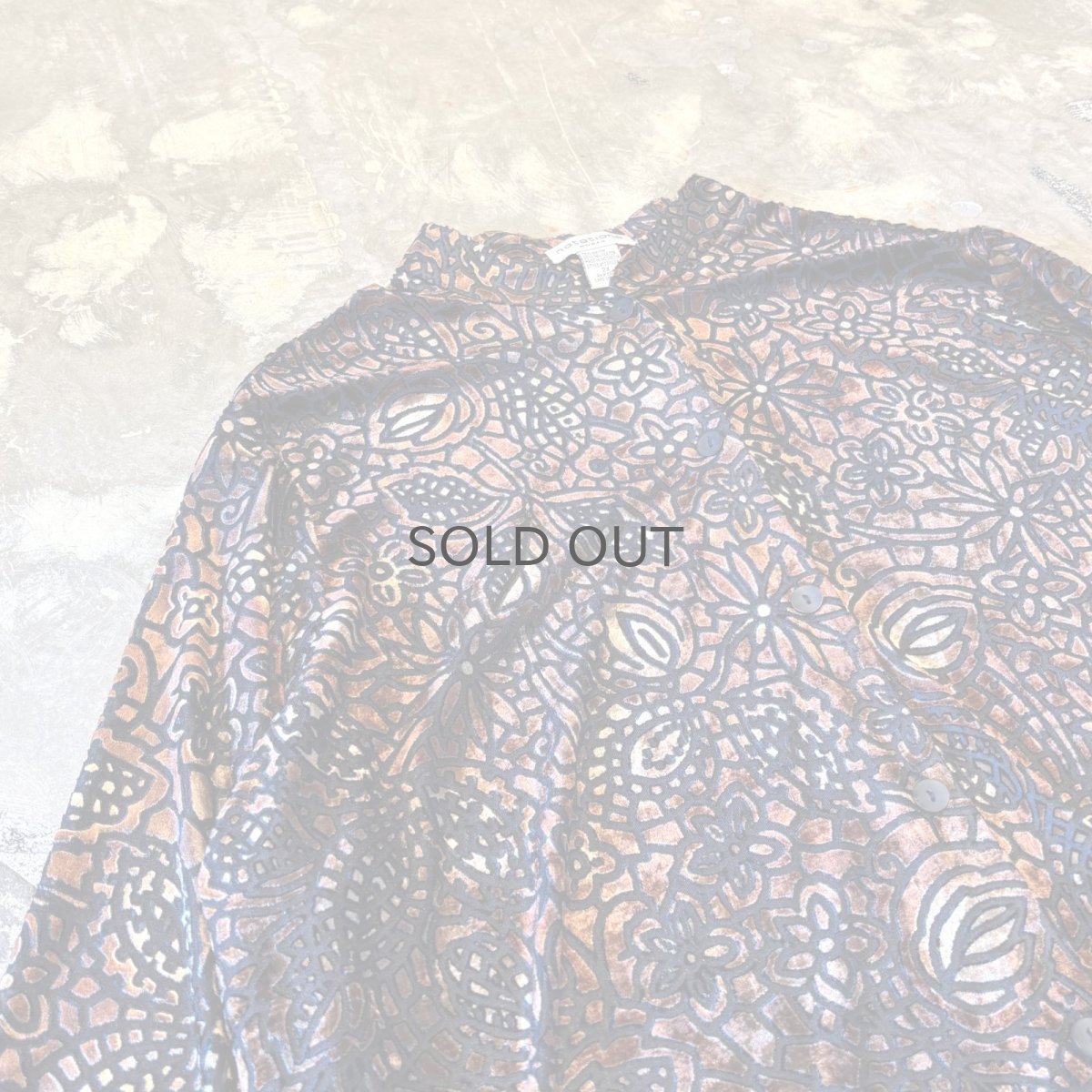 画像3: VELOUR×SHEER ART PATTERN BAND COLLAR L/S SHIRT / Mens L (3)