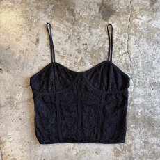 画像1: BLACK COLOR LACE DESIGN BUSTIER / Ladies L(M)  (1)