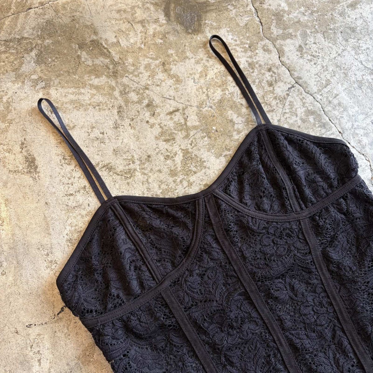 画像3: BLACK COLOR LACE DESIGN BUSTIER / Ladies L(M)  (3)