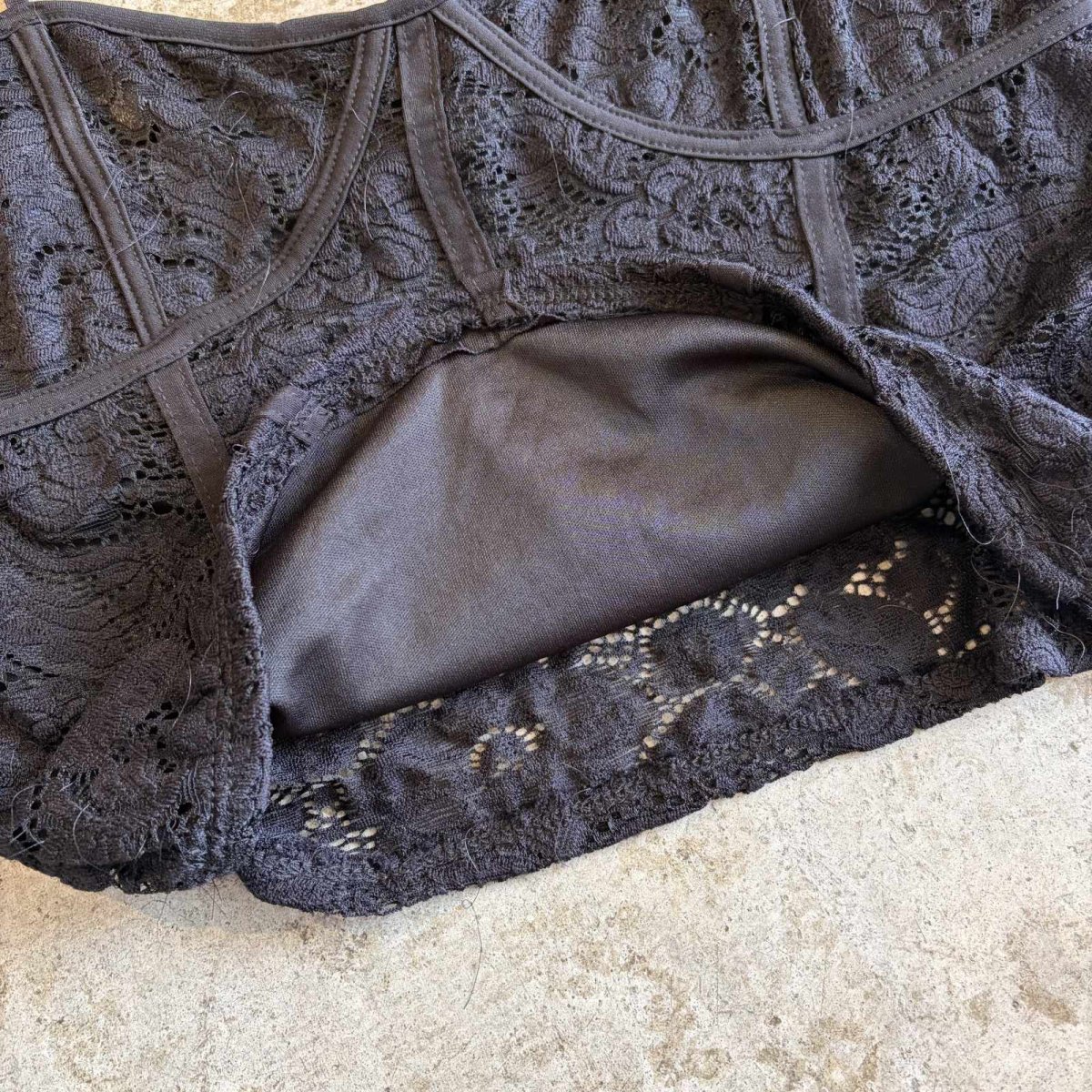画像6: BLACK COLOR LACE DESIGN BUSTIER / Ladies L(M)  (6)