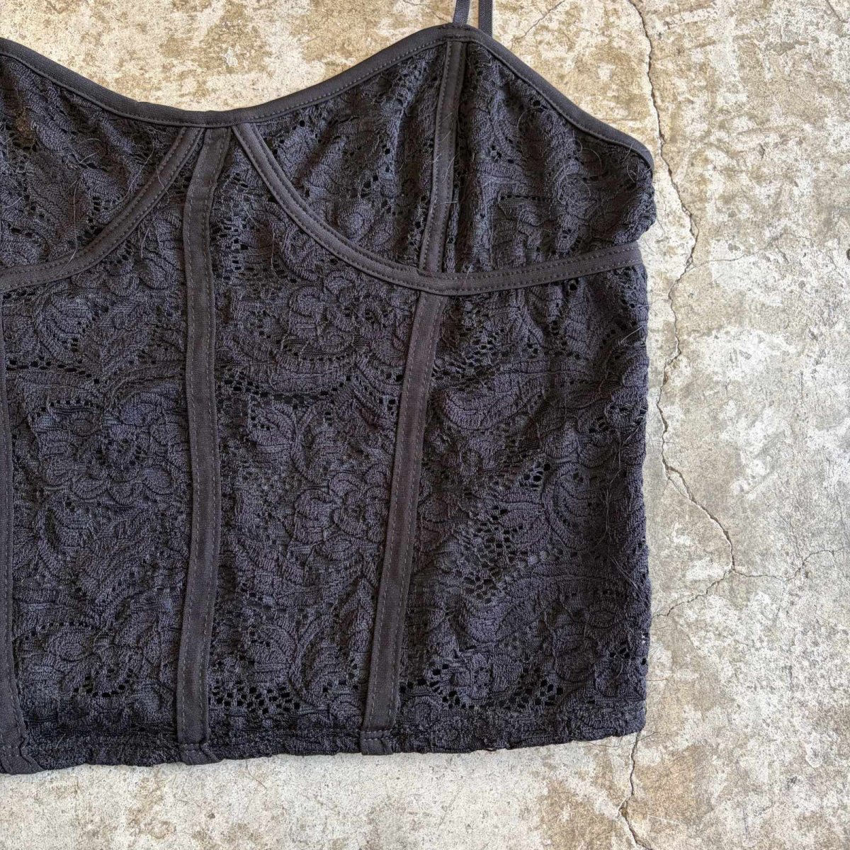 画像5: BLACK COLOR LACE DESIGN BUSTIER / Ladies L(M)  (5)