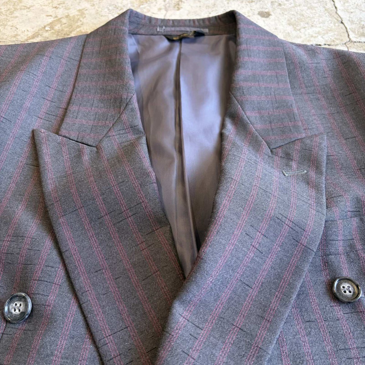 画像4: ALL OVER PIN STRIPE PATTERN DESIGN DOUBLE TAYLOR JACKET / Ladies L (4)