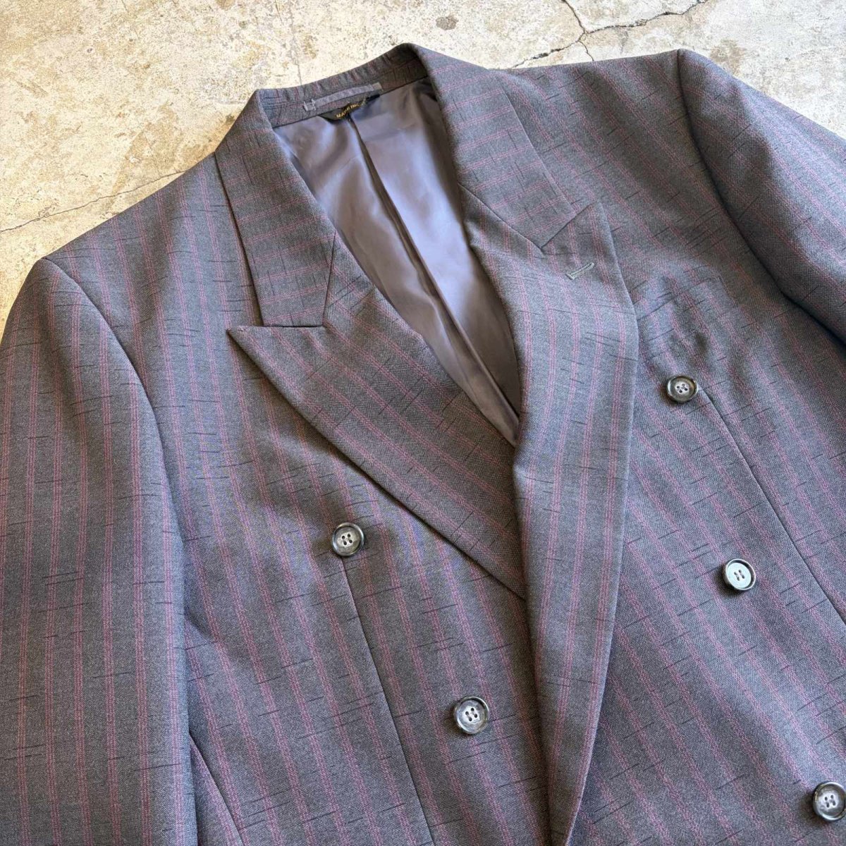 画像3: ALL OVER PIN STRIPE PATTERN DESIGN DOUBLE TAYLOR JACKET / Ladies L (3)