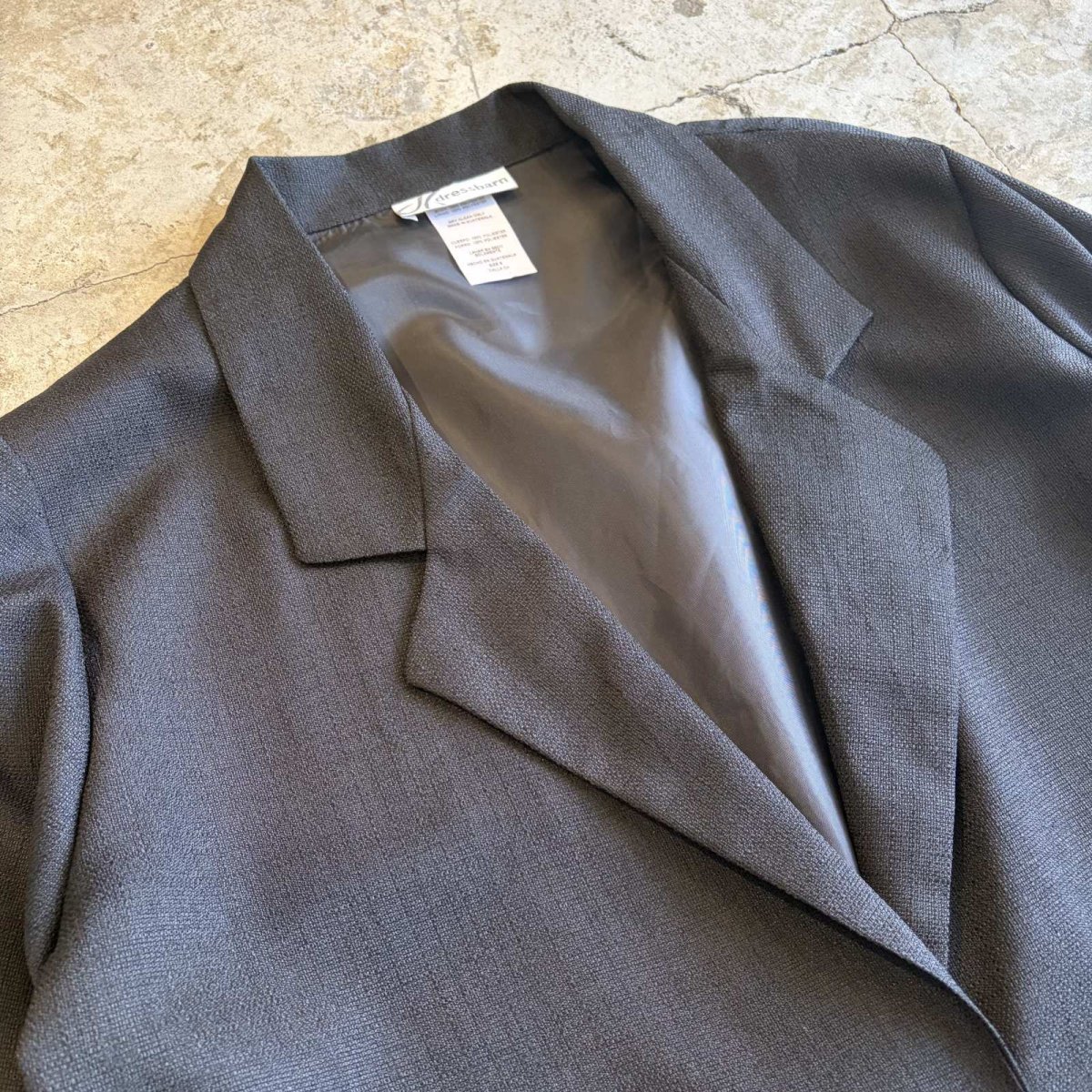 画像3: BLACK COLOR ONE BUTTON SINGLE TAILORED JACKET / Ladies L (3)