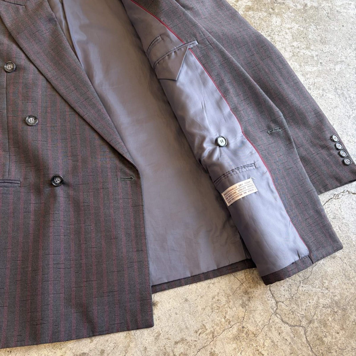 画像9: ALL OVER PIN STRIPE PATTERN DESIGN DOUBLE TAYLOR JACKET / Ladies L (9)