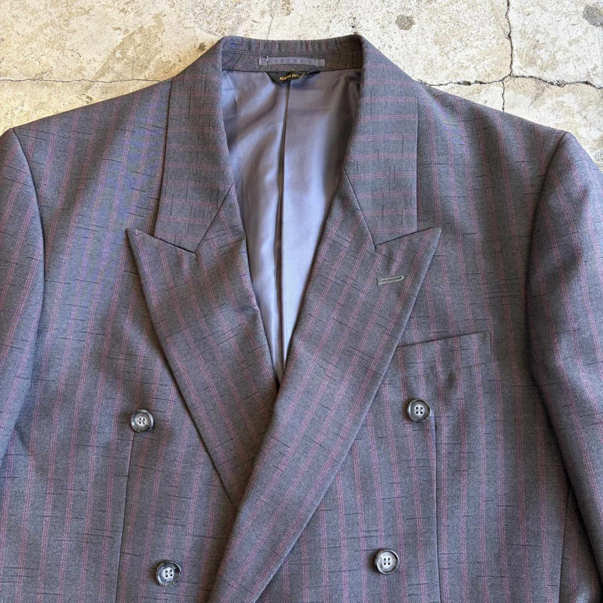 画像6: ALL OVER PIN STRIPE PATTERN DESIGN DOUBLE TAYLOR JACKET / Ladies L (6)