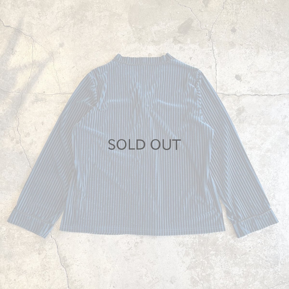 画像2: COLOR VELVET STRIPE PATTERN V NECK DESIGN L/S SHIRT / Ladies L (2)