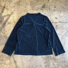 画像2: COLOR VELVET STRIPE PATTERN V NECK DESIGN L/S SHIRT / Ladies L (2)