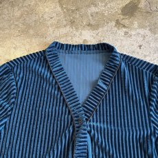 画像8: COLOR VELVET STRIPE PATTERN V NECK DESIGN L/S SHIRT / Ladies L (8)