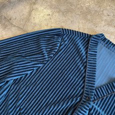 画像9: COLOR VELVET STRIPE PATTERN V NECK DESIGN L/S SHIRT / Ladies L (9)