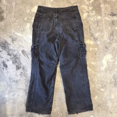 画像2: MULTI POCKET BLACK DENIM WIDE PANTS / W33 (2)