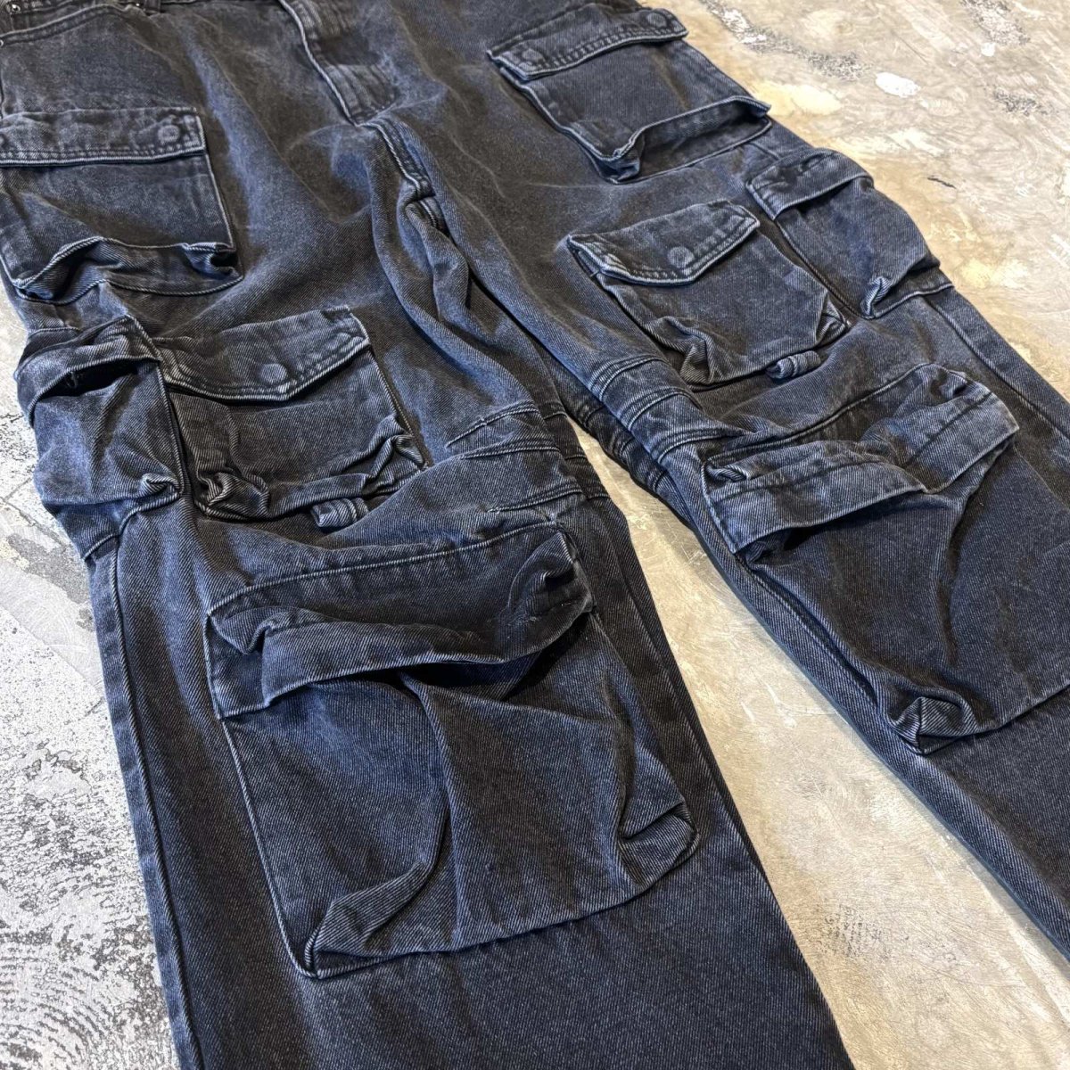 画像5: MULTI POCKET BLACK DENIM WIDE PANTS / W33 (5)
