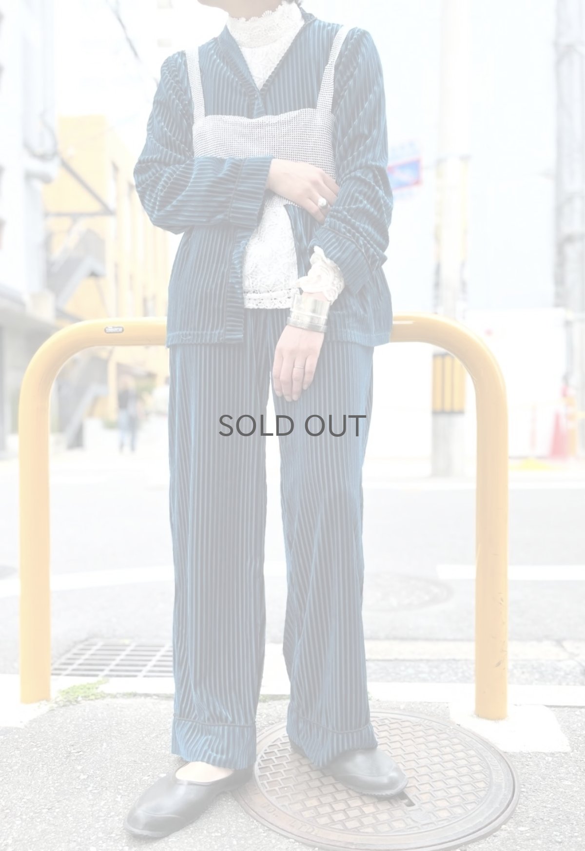 画像11: COLOR VELVET STRIPE PATTERN DESIGN PANTS / W27~W36(L) (11)