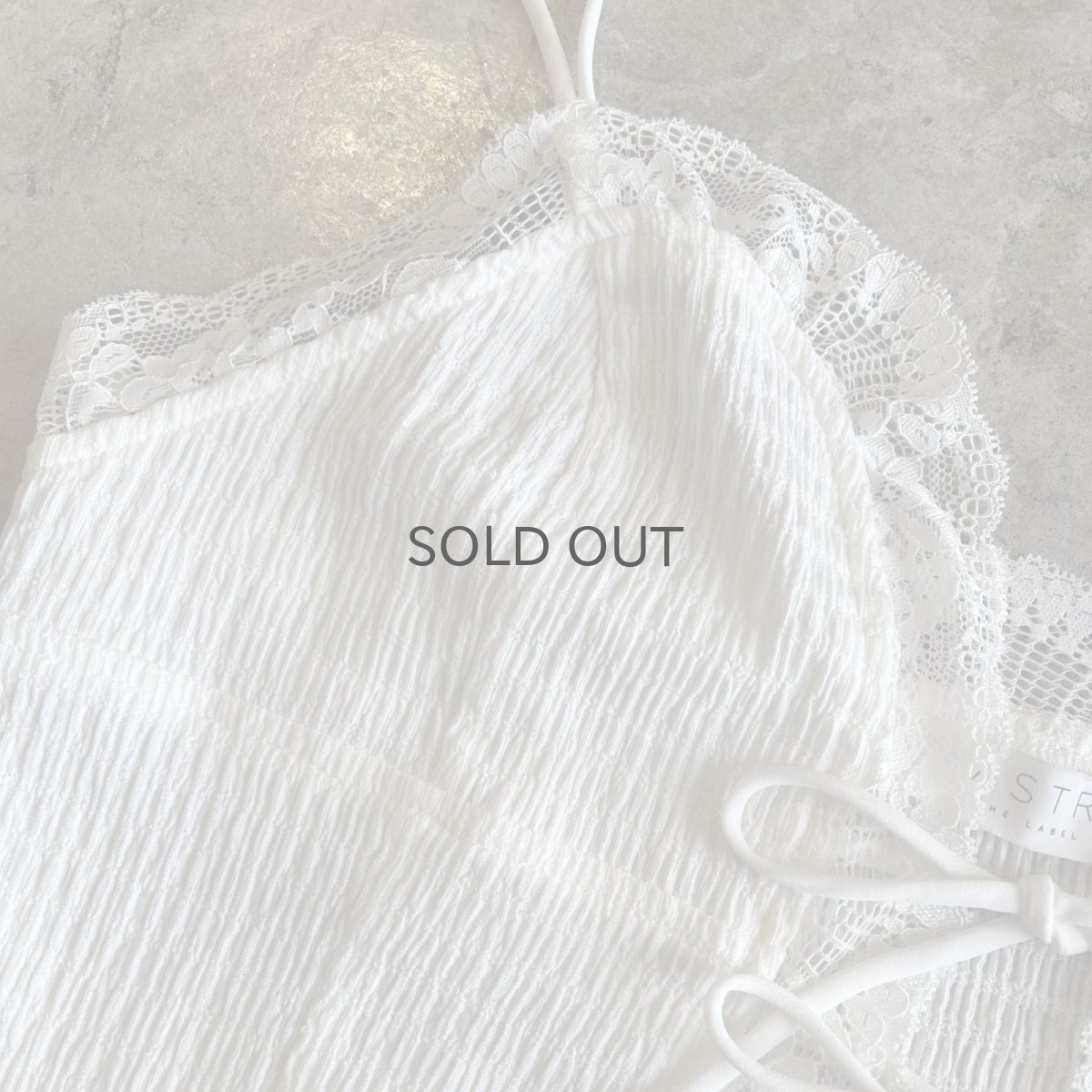 画像8: WHITE COLOR FLONT RIBOON DESIGN GATHER LACE CAMISOLE / Ladies S(L) (8)