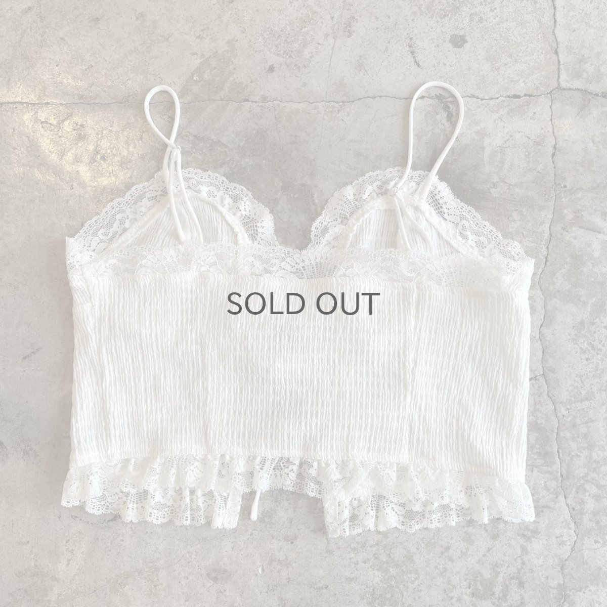 画像2: WHITE COLOR FLONT RIBOON DESIGN GATHER LACE CAMISOLE / Ladies S(L) (2)