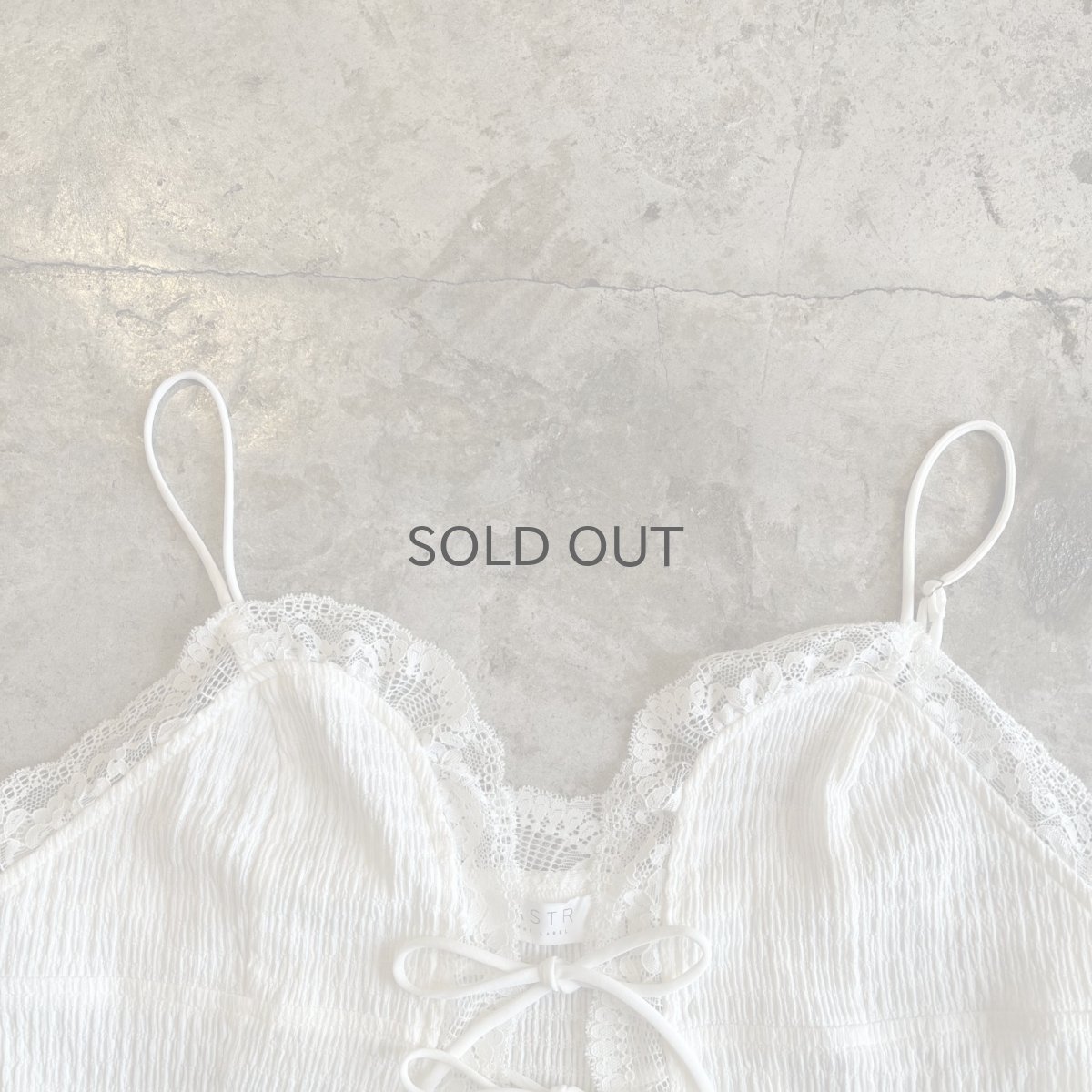 画像7: WHITE COLOR FLONT RIBOON DESIGN GATHER LACE CAMISOLE / Ladies S(L) (7)