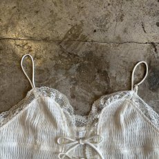 画像7: WHITE COLOR FLONT RIBOON DESIGN GATHER LACE CAMISOLE / Ladies S(L) (7)