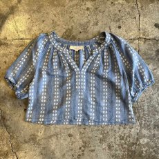 画像1: ALL OVER FLOWER EMBROIDERY PATTERN SHORT S/S TOPS / Ladies S(XS) (1)