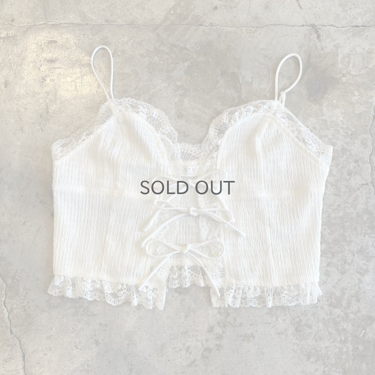 画像1: WHITE COLOR FLONT RIBOON DESIGN GATHER LACE CAMISOLE / Ladies S(L) (1)