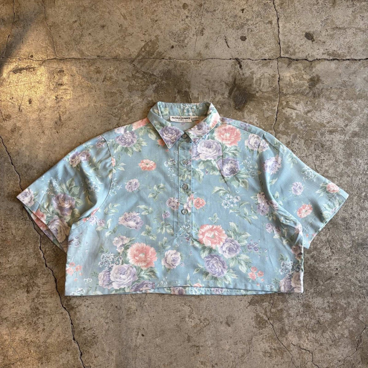 画像1: FLORAL PATTERN COLOR SHORT DESIGN SHIRTS / Ladies L / MADE IN USA (1)