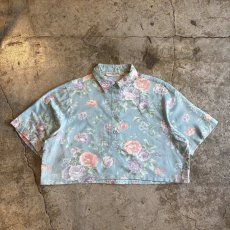 画像1: FLORAL PATTERN COLOR SHORT DESIGN SHIRTS / Ladies L / MADE IN USA (1)