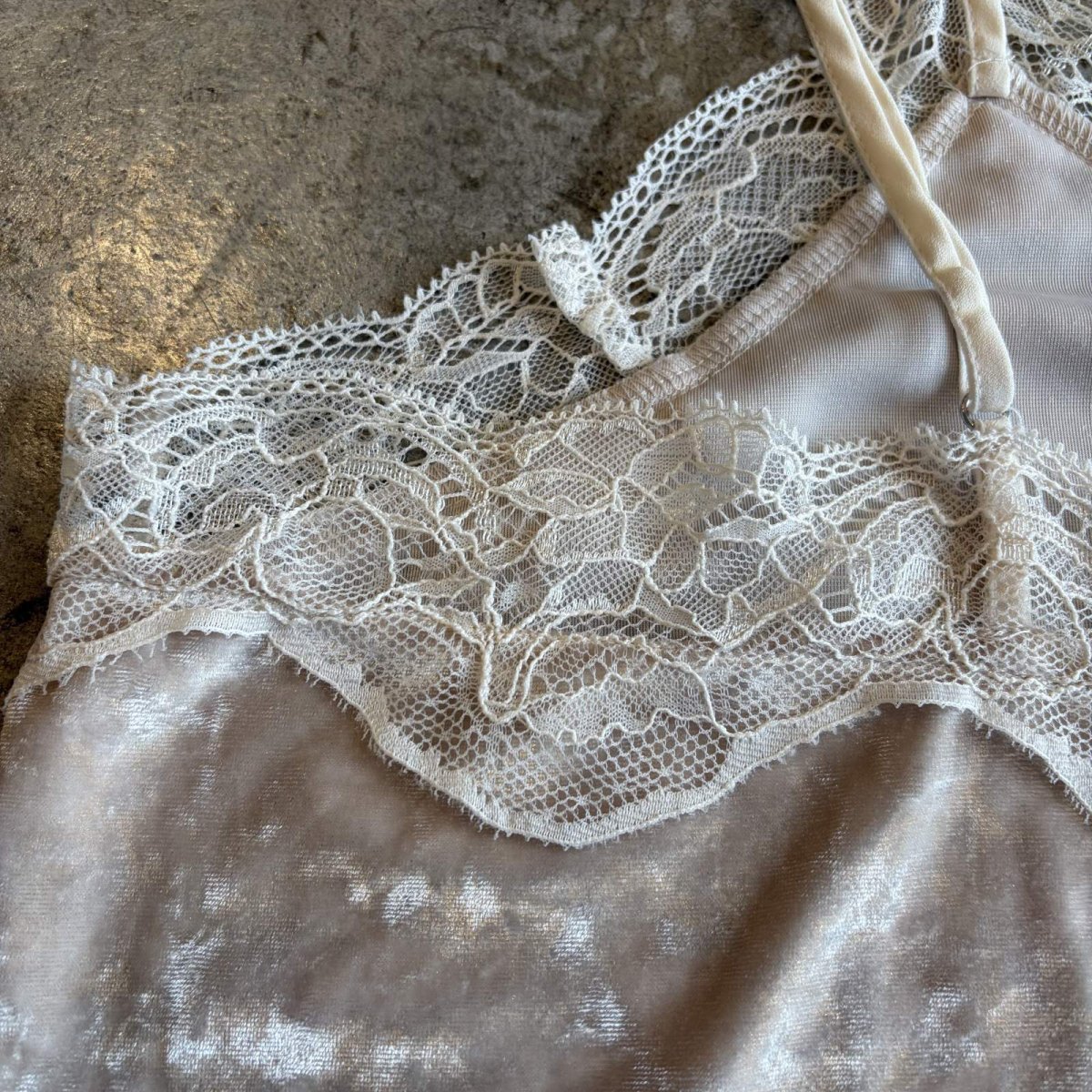 画像8: POINT LACE VELVET DESIGN CAMISOLE / Ladies L (8)