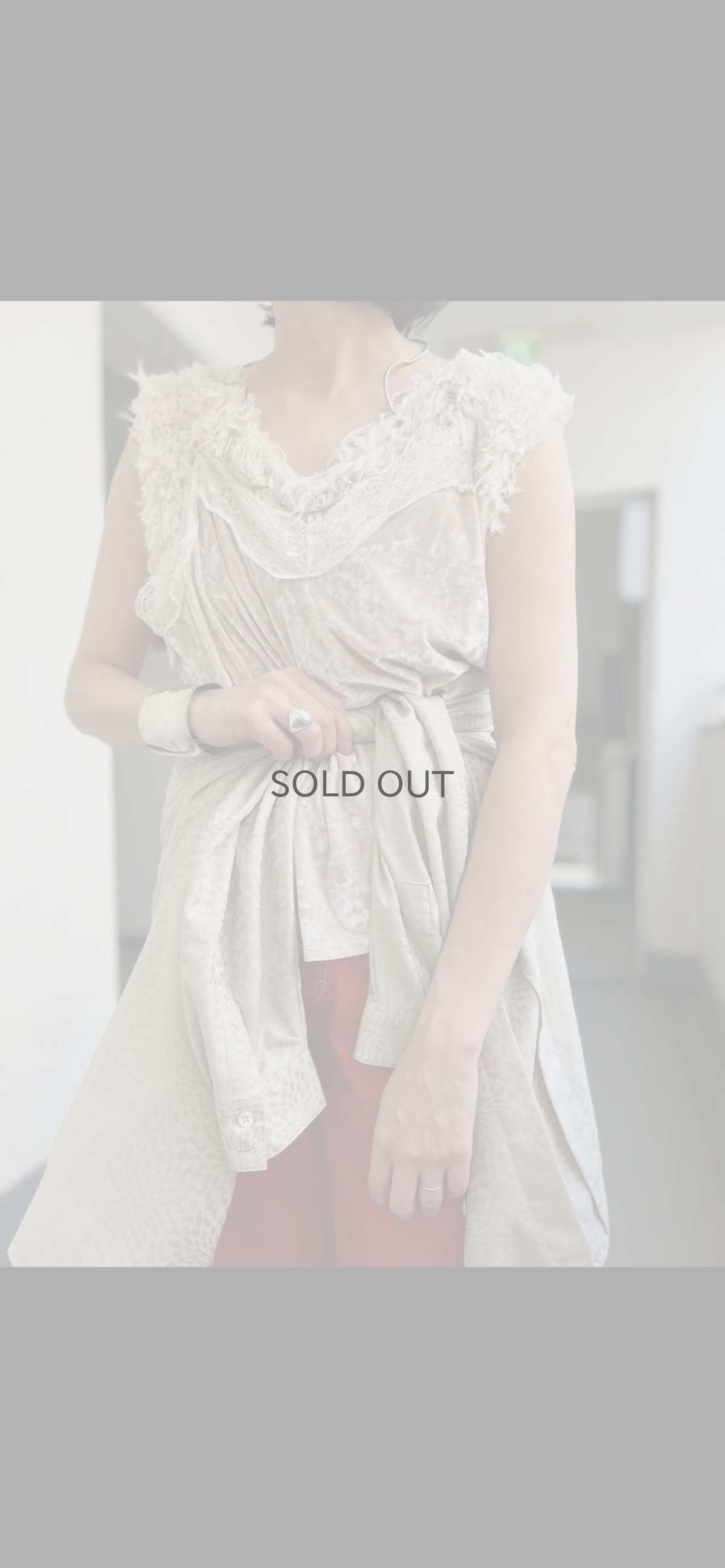 画像11: POINT LACE VELVET DESIGN CAMISOLE / Ladies L (11)