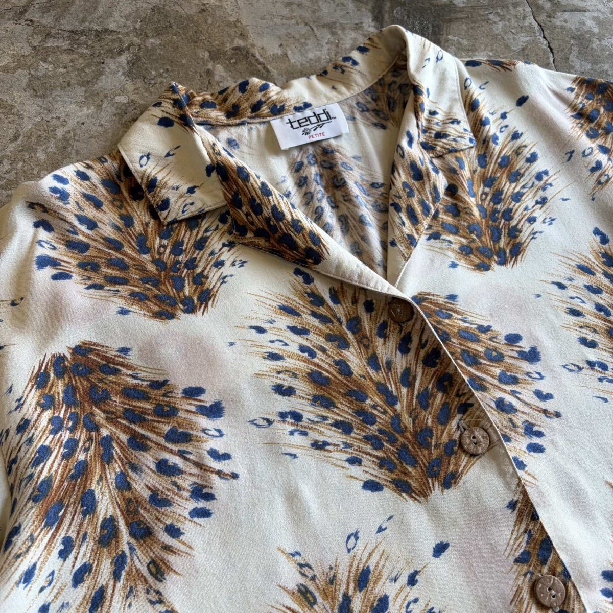画像3: ALL OVER PEACOCK PATTERN S/S SHIRT/ Ladies L (3)