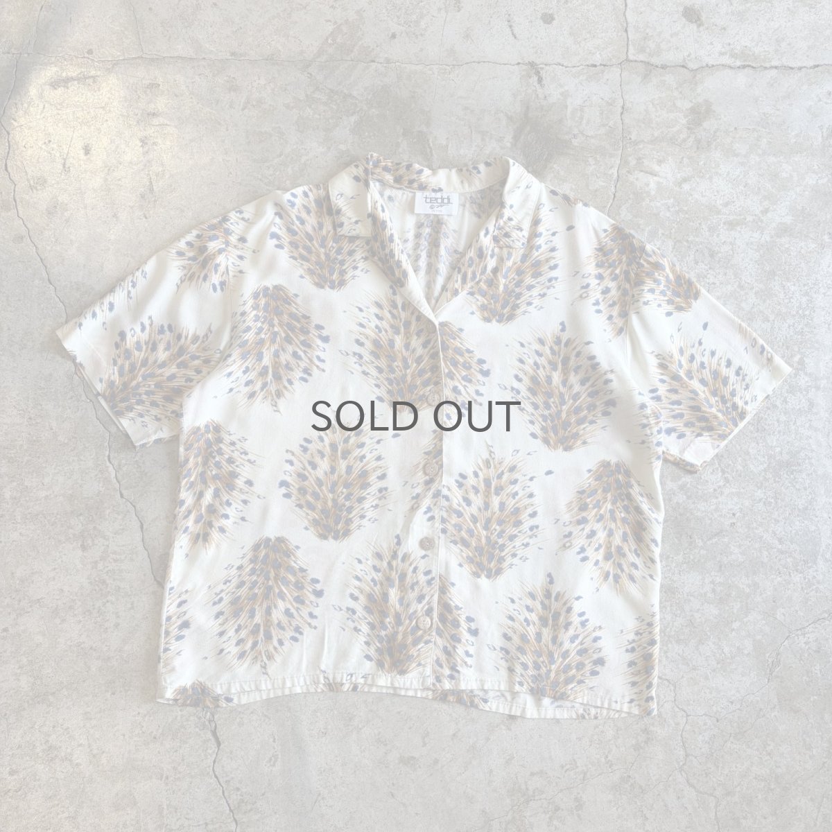画像1: ALL OVER PEACOCK PATTERN S/S SHIRT/ Ladies L (1)