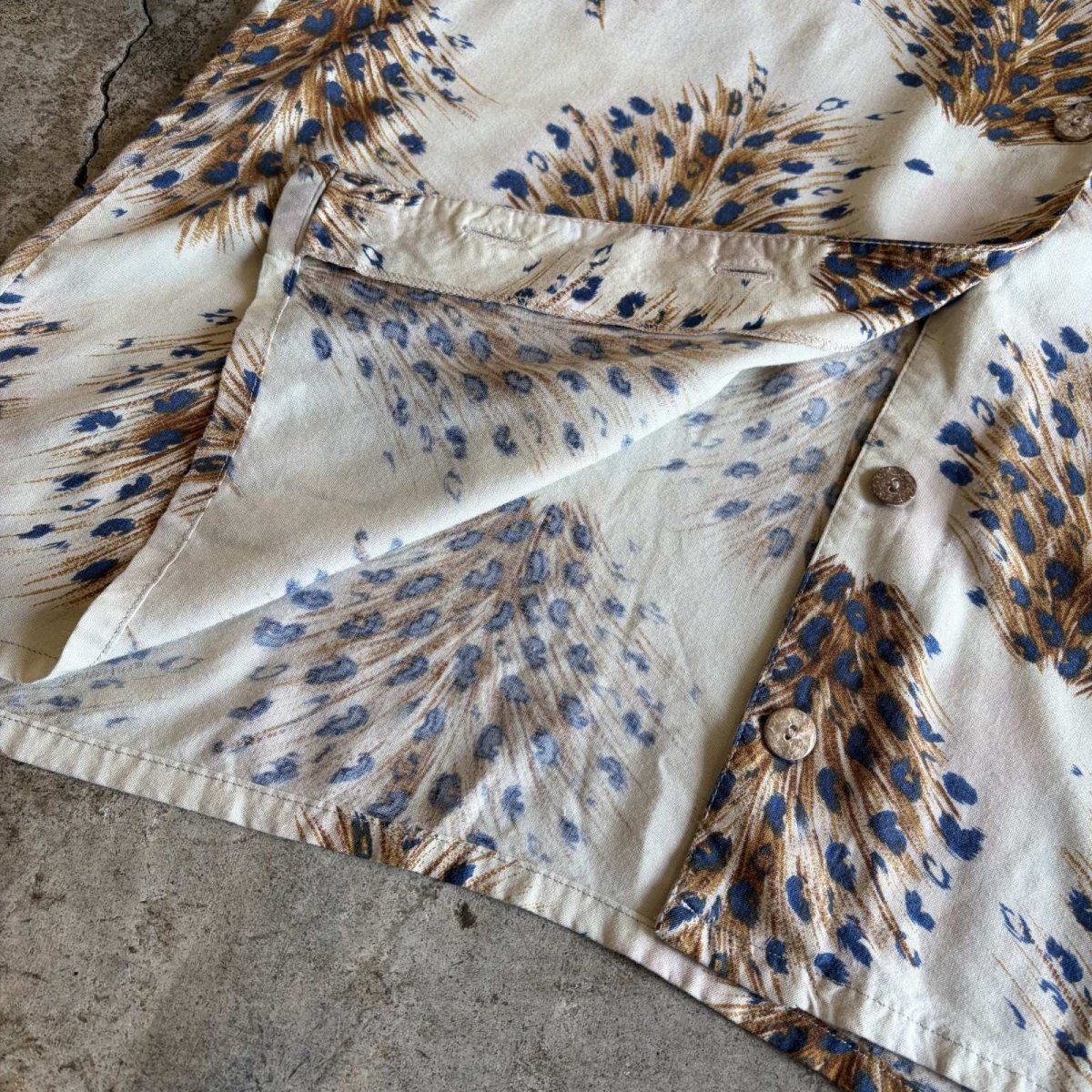 画像7: ALL OVER PEACOCK PATTERN S/S SHIRT/ Ladies L (7)