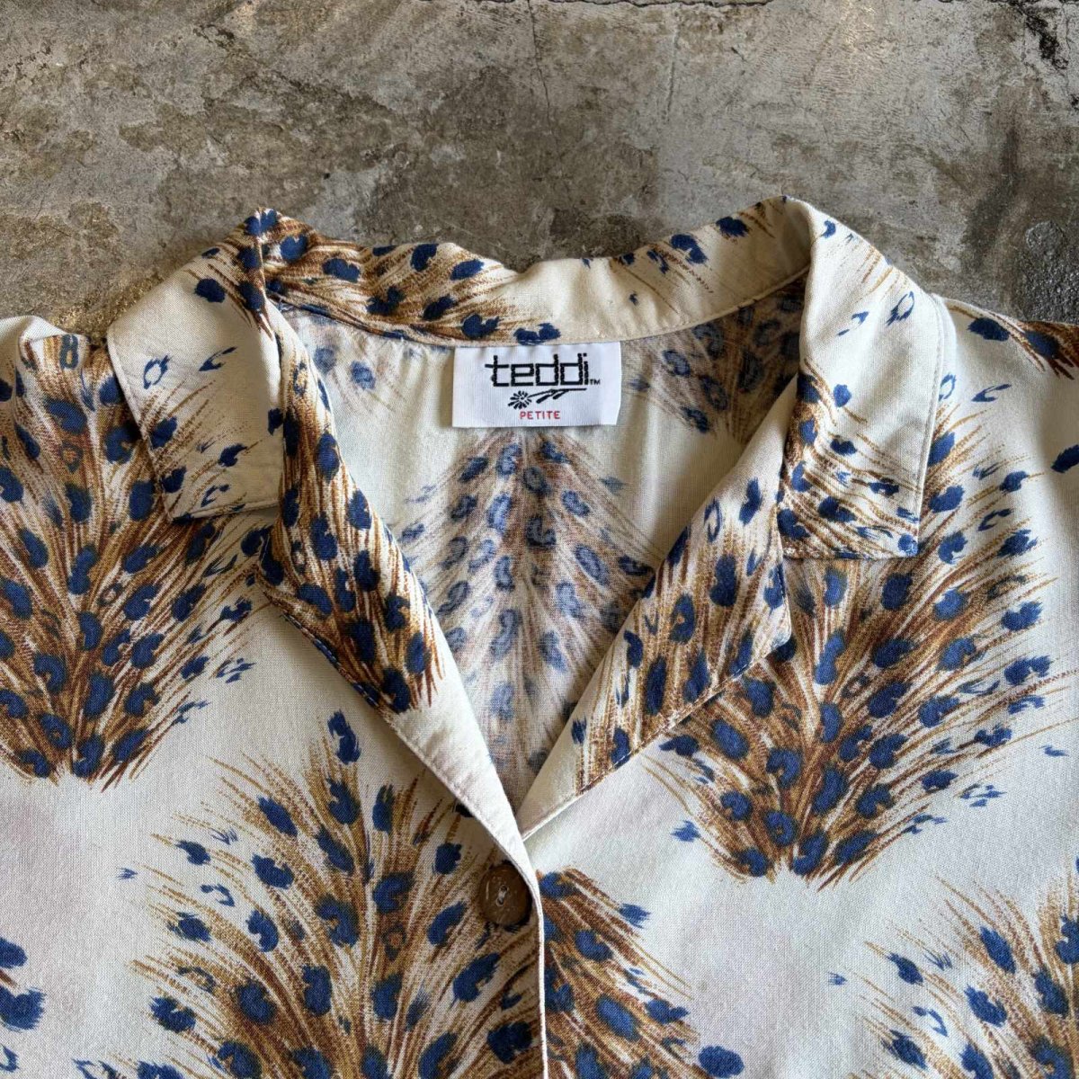 画像5: ALL OVER PEACOCK PATTERN S/S SHIRT/ Ladies L (5)