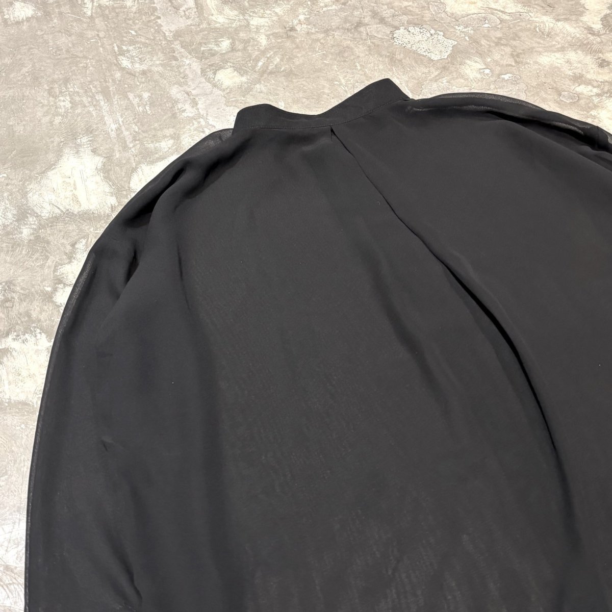 画像9: BLACK BAND COLLAR SHEER L/S SHIRT / Mens L (9)