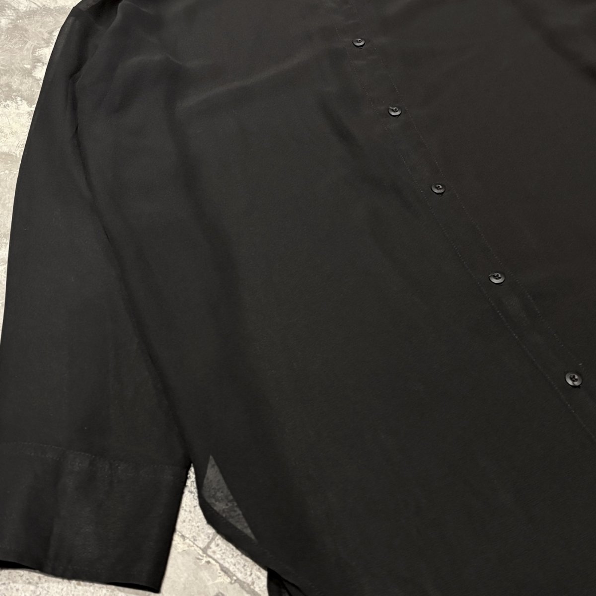 画像5: BLACK BAND COLLAR SHEER L/S SHIRT / Mens L (5)