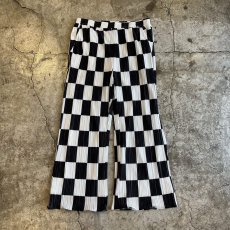 画像1: MONOCHROME CHECKER PATTERN PLEATS DESIGN WIDE PANTS / W29~W37(L) (1)