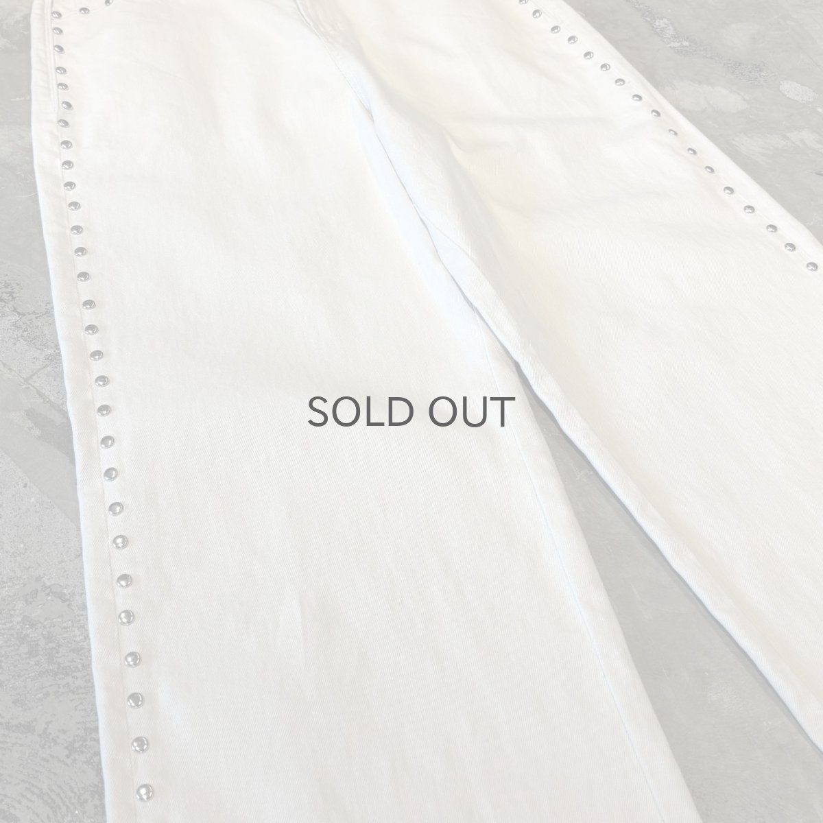 画像5: WHITE COLOR STUDS DECORATIVE WIDE SILHOUETTE PANTS / W33 (5)