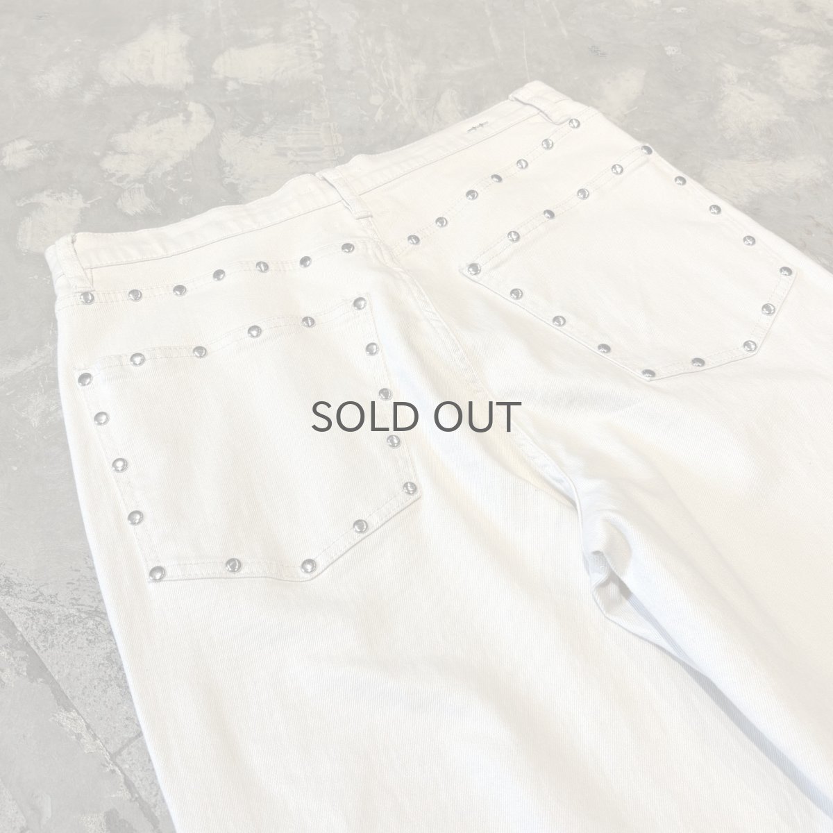 画像9: WHITE COLOR STUDS DECORATIVE WIDE SILHOUETTE PANTS / W33 (9)