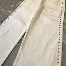 画像6: WHITE COLOR STUDS DECORATIVE WIDE SILHOUETTE PANTS / W33 (6)