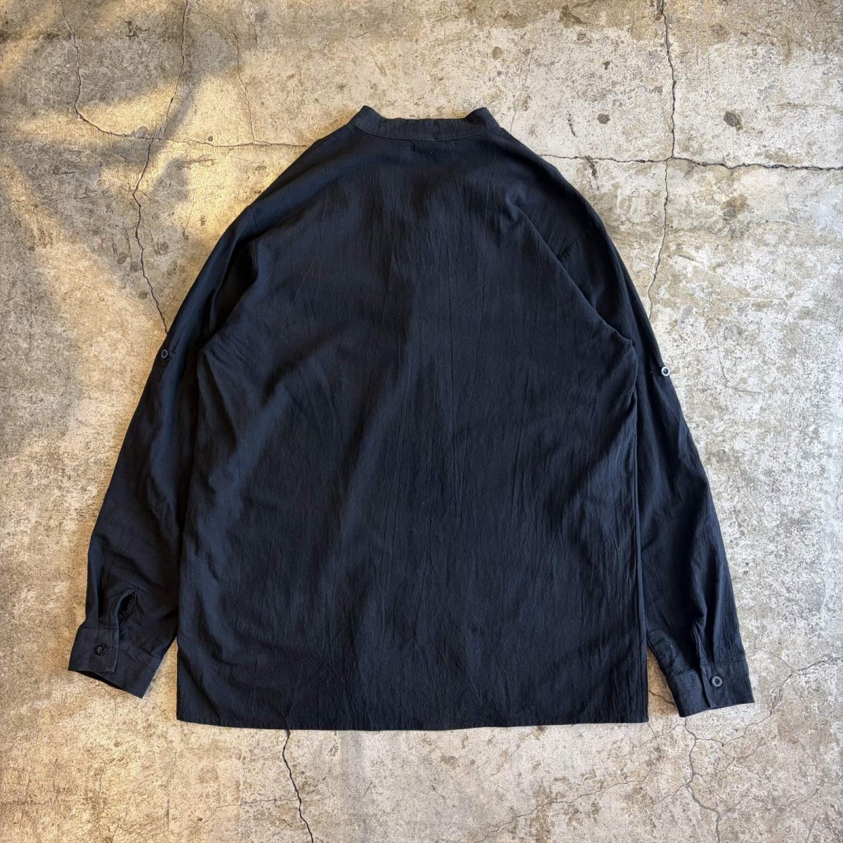 画像2: BLACK COLOR LACE UP RIBBON DESIGN L/S TOPS / Ladies L (2)