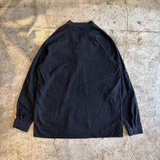 画像2: BLACK COLOR LACE UP RIBBON DESIGN L/S TOPS / Ladies L (2)