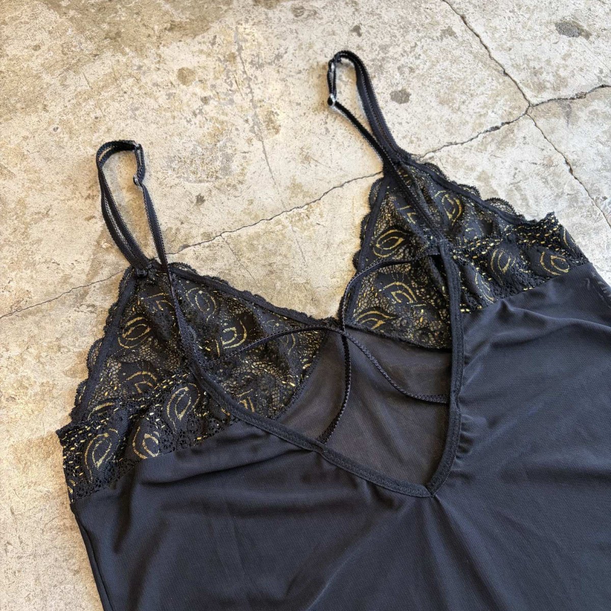画像8: BLACK COLOR LACE LINGERIE CAMISOLE / Ladies S~M (8)