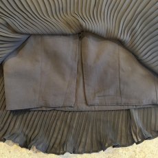 画像8: BLACK COLOR PLEATS DESIGN FRILL SHOULDER S/S TOPS / Ladies XS(S) (8)