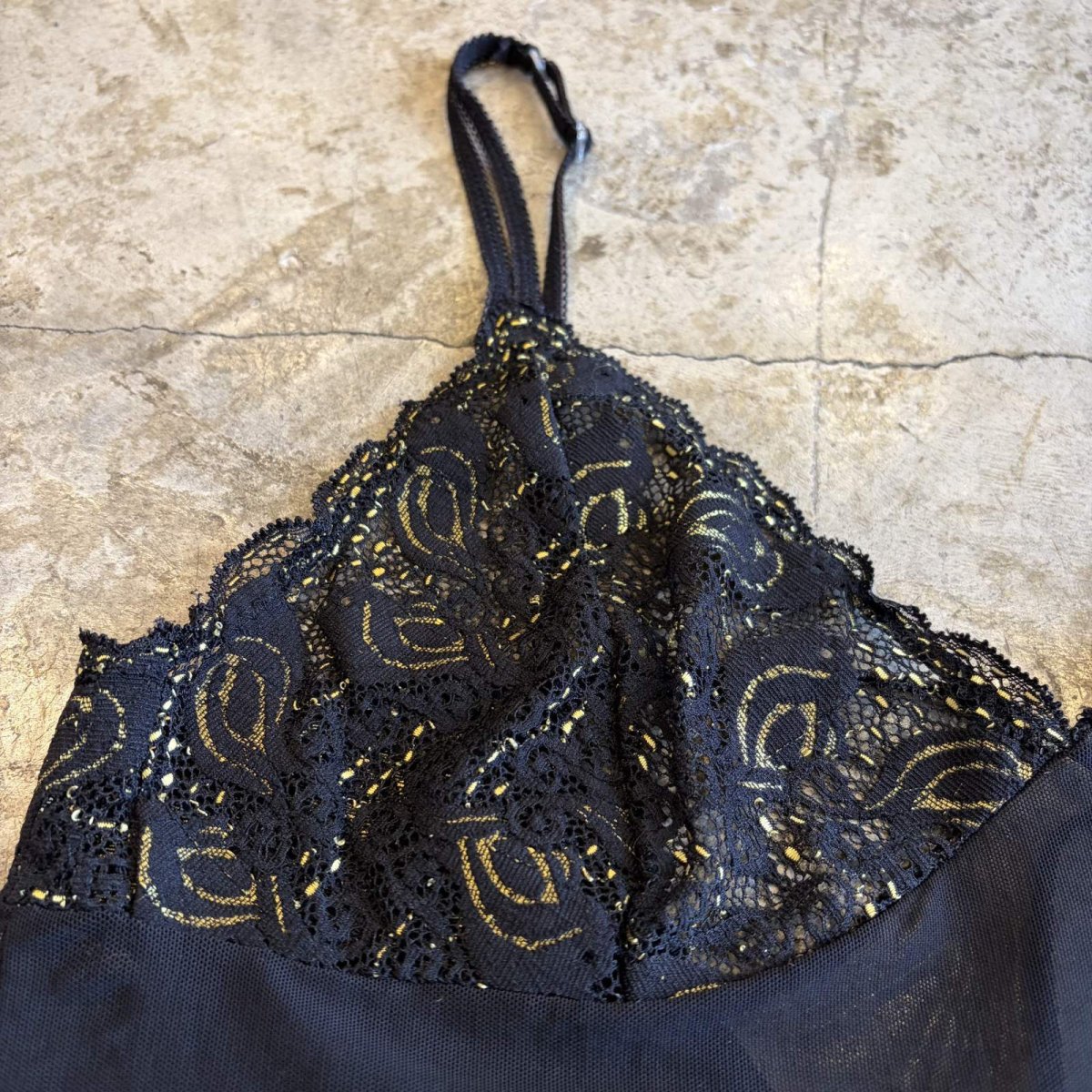 画像4: BLACK COLOR LACE LINGERIE CAMISOLE / Ladies S~M (4)