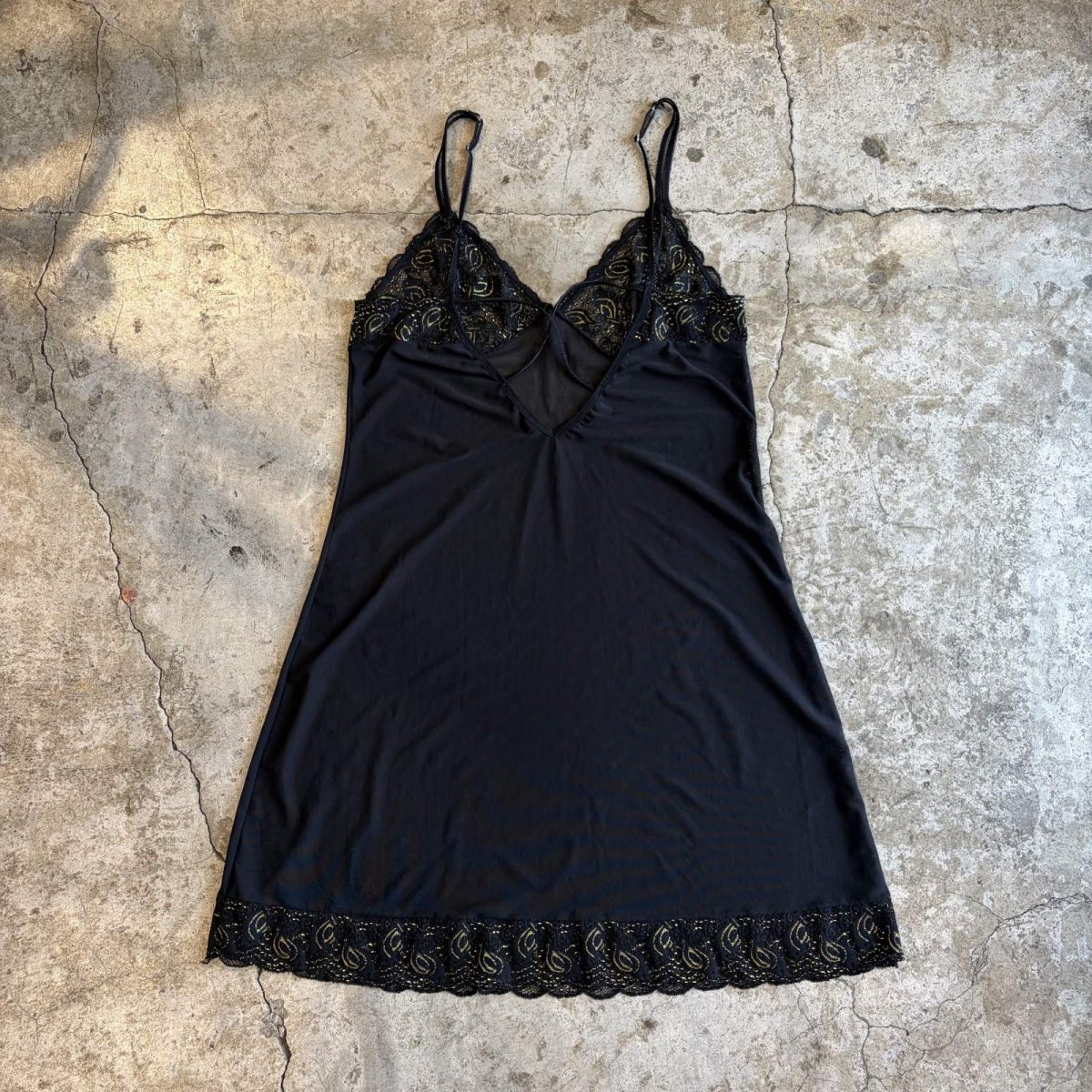 画像2: BLACK COLOR LACE LINGERIE CAMISOLE / Ladies S~M (2)
