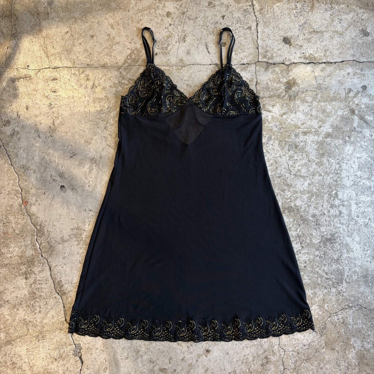 画像1: BLACK COLOR LACE LINGERIE CAMISOLE / Ladies S~M (1)